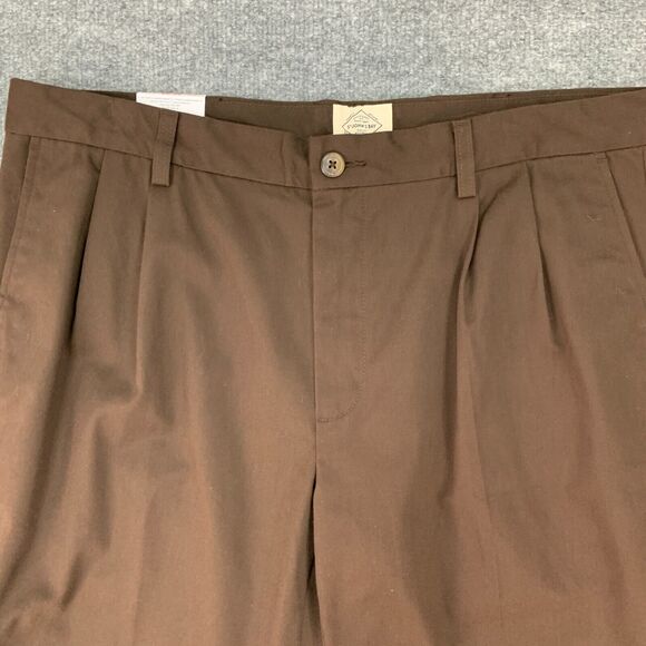 St Johns Bay Pleated Pant Mens 38 Brown Cotton Blend Classic Fit Easy Care Chino - Picture 4 of 13